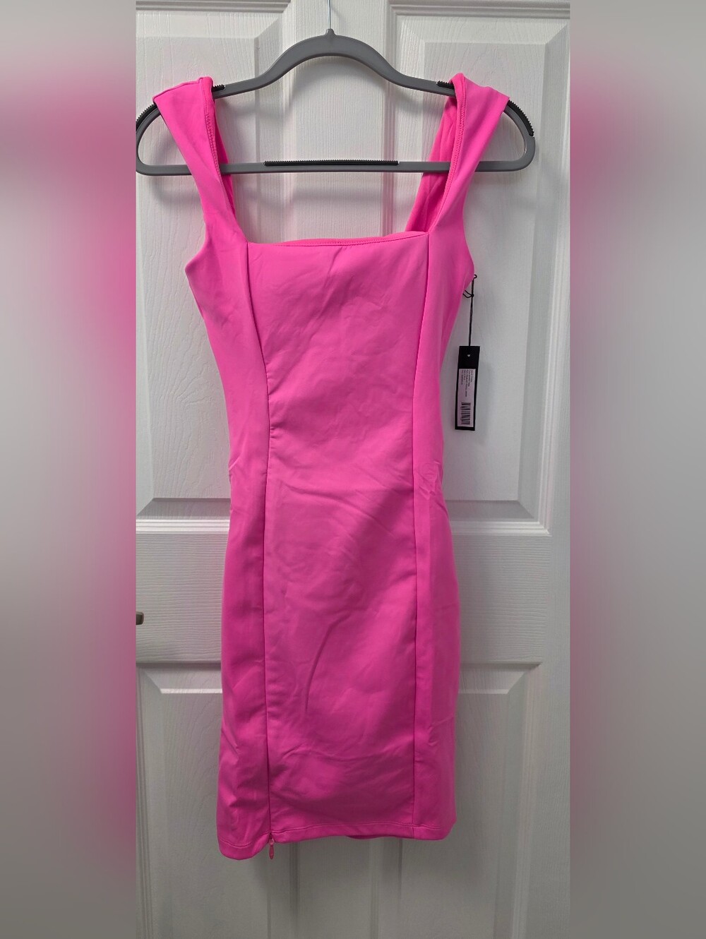 TA3 Squarey Pencil Dress L Bright Pink Corset Bodycon Shapewear Sculpting Short